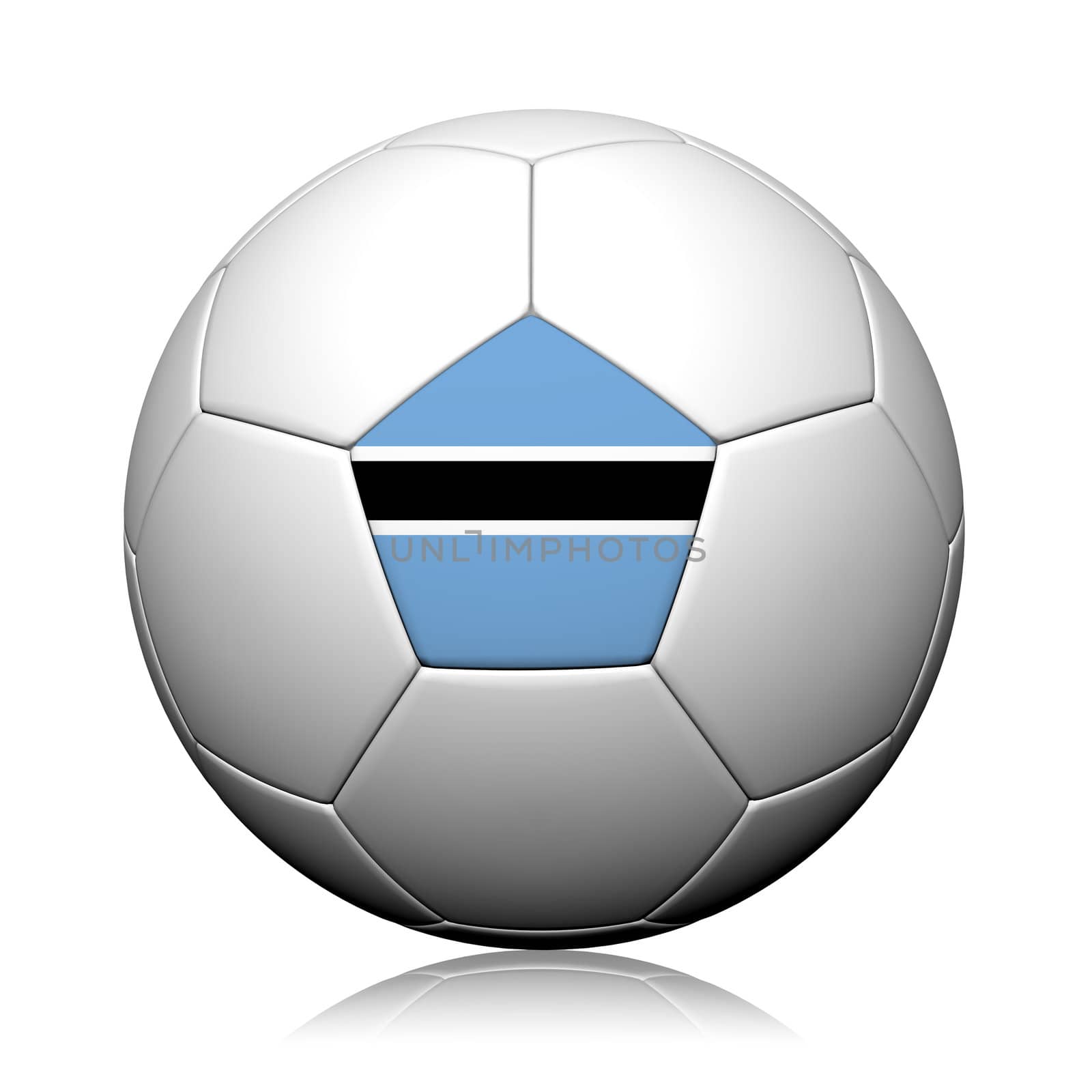 Botswana Flag Pattern 3d rendering of a soccer ball
