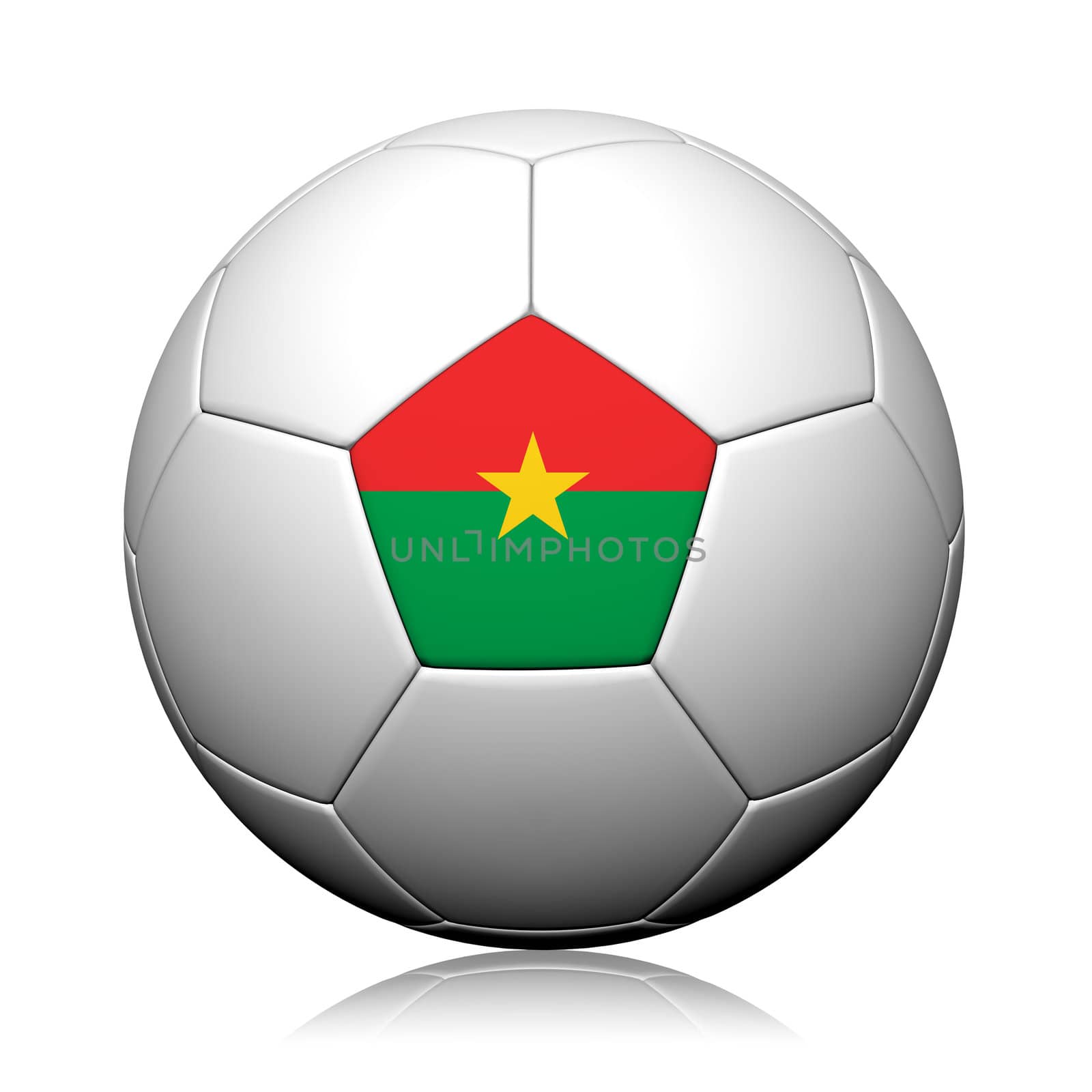 Burkina Faso Flag Pattern 3d rendering of a soccer ball