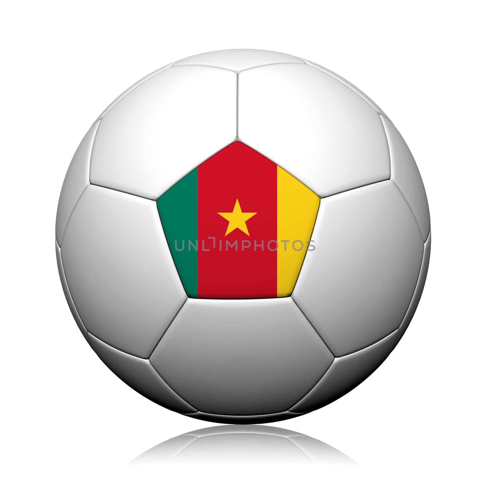 Cameroon Flag Pattern 3d rendering of a soccer ball by jakgree