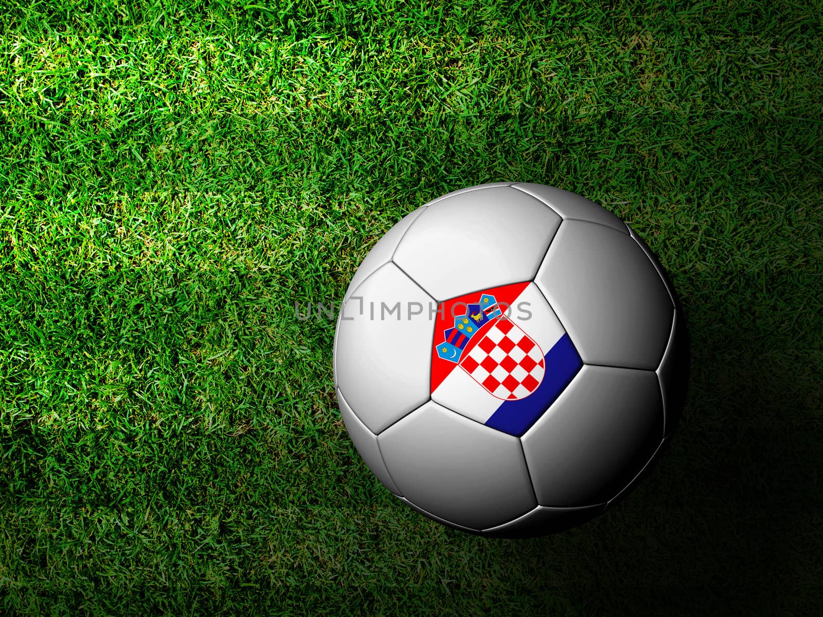 Croatia Flag Pattern 3d rendering of a soccer ball in green gras by jakgree