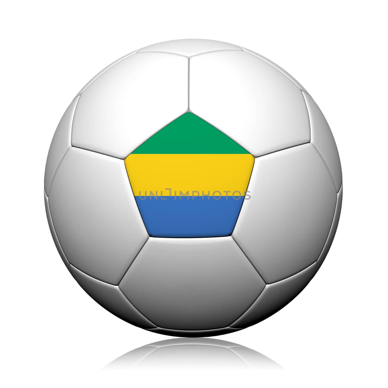 Gabon Flag Pattern 3d rendering of a soccer ball