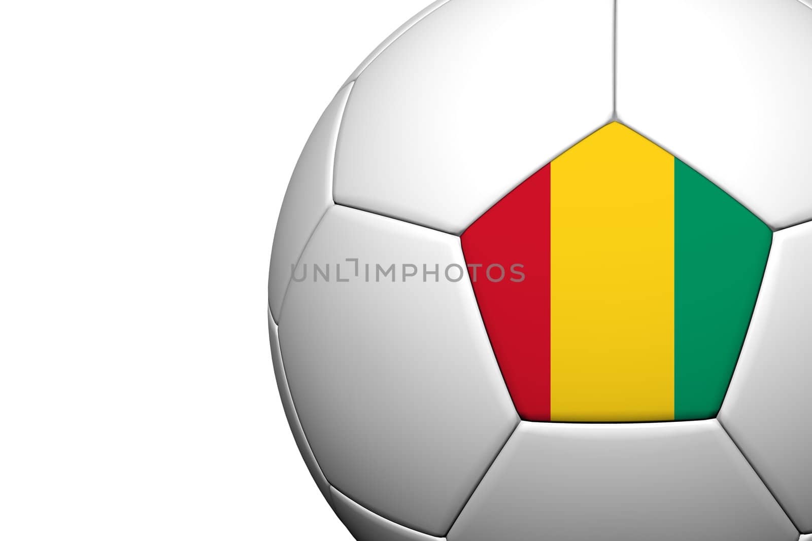 Guinea Flag Pattern 3d rendering of a soccer ball isolate on whi by jakgree