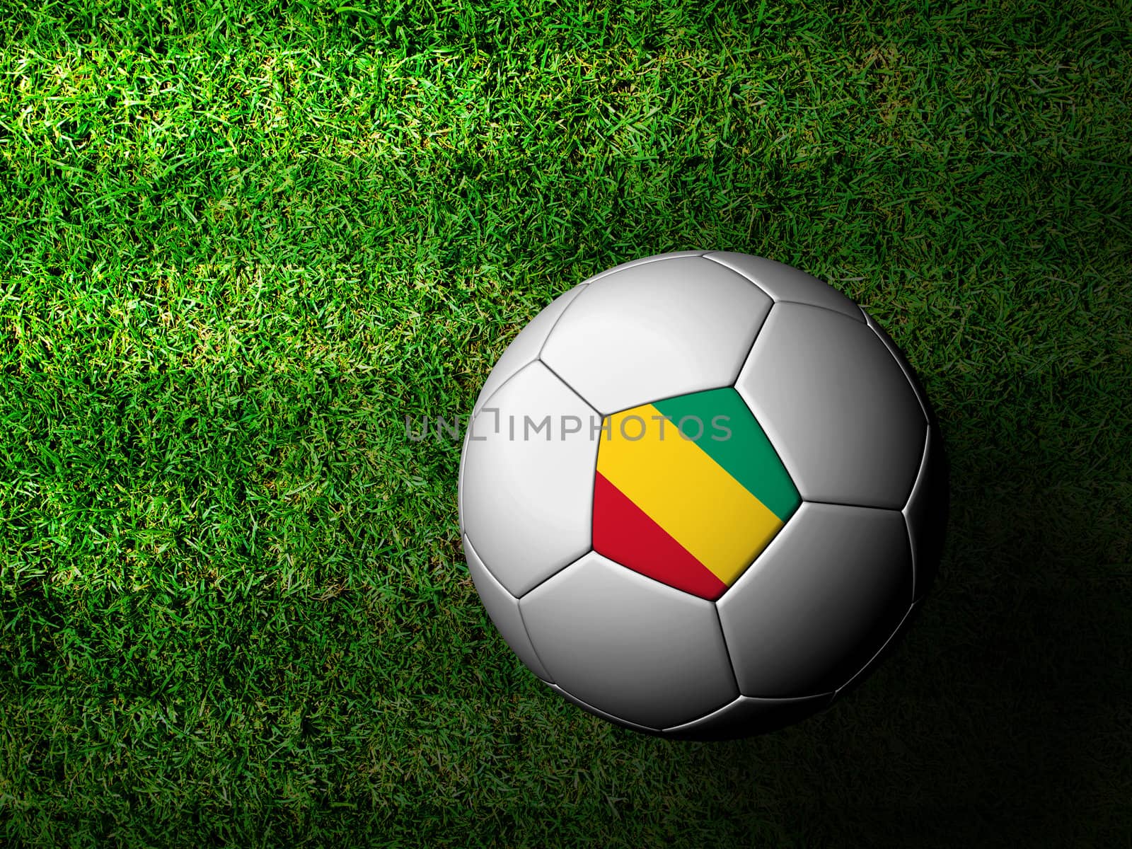 Guinea Flag Pattern 3d rendering of a soccer ball in green grass by jakgree