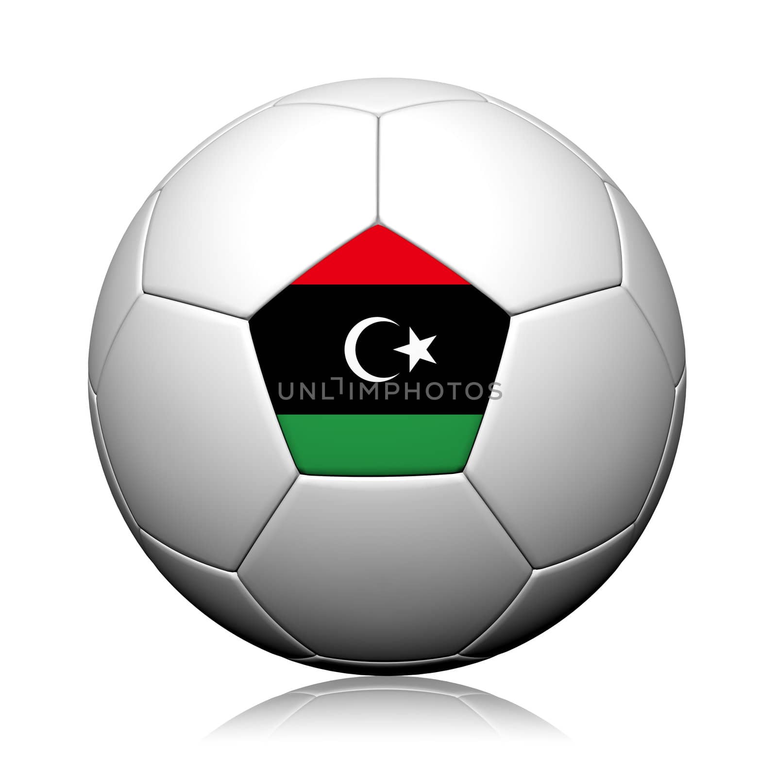 Libya Flag Pattern 3d rendering of a soccer ball