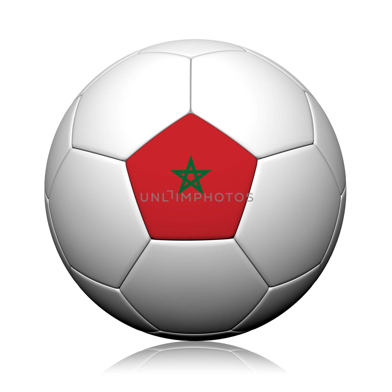 Morocco Flag Pattern 3d rendering of a soccer ball by jakgree