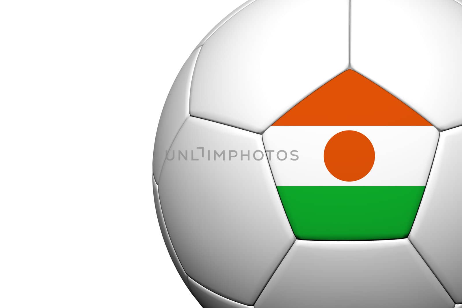 Niger Flag Pattern 3d rendering of a soccer ball isolate on white background