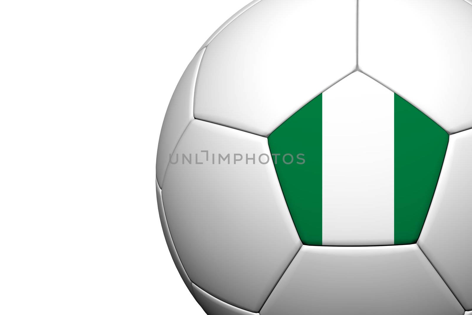 Nigeria Flag Pattern 3d rendering of a soccer ball isolate on wh by jakgree