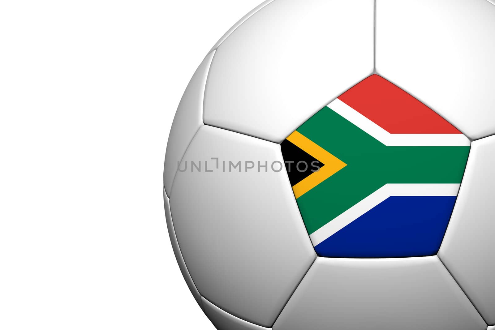 South africa Flag Pattern 3d rendering of a soccer ball isolate on white background