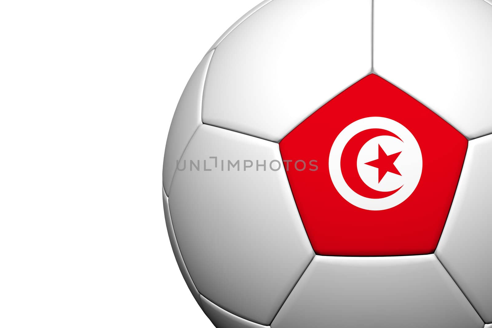 Tunisia Flag Pattern 3d rendering of a soccer ball isolate on wh by jakgree