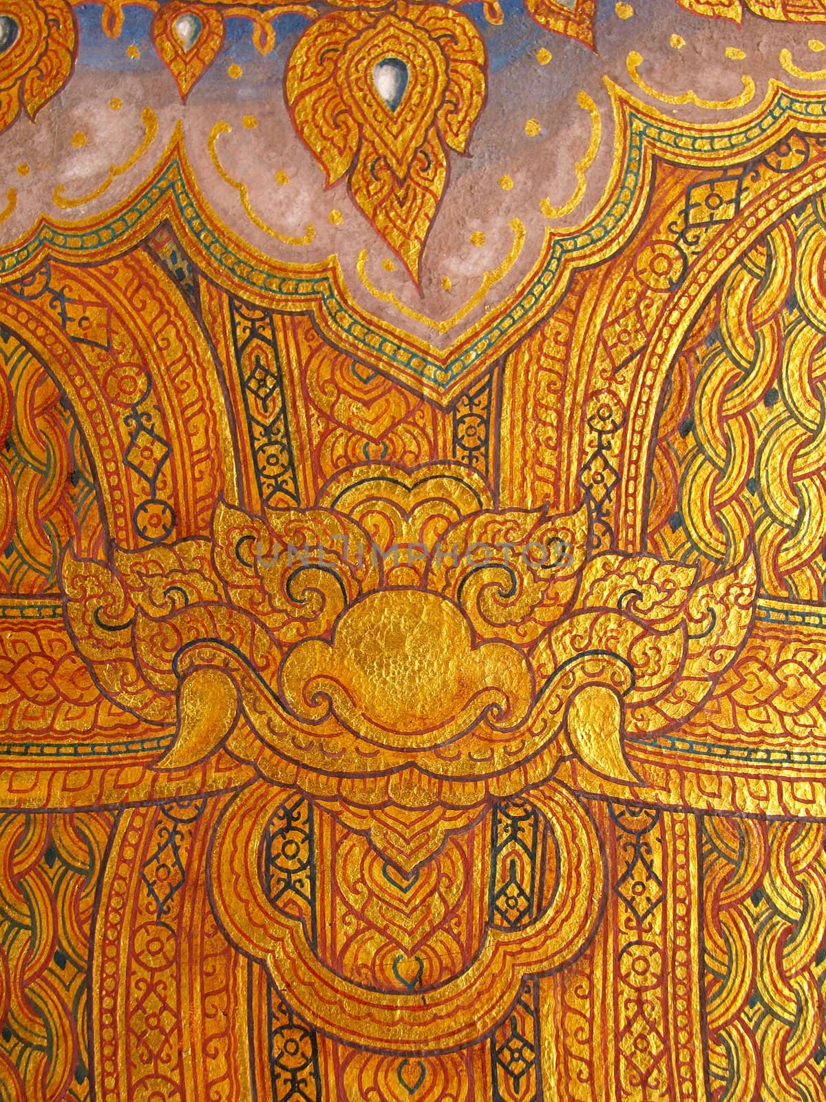 Wall art painting and texture in temple Thailand. painting about Ramayana epic story.
