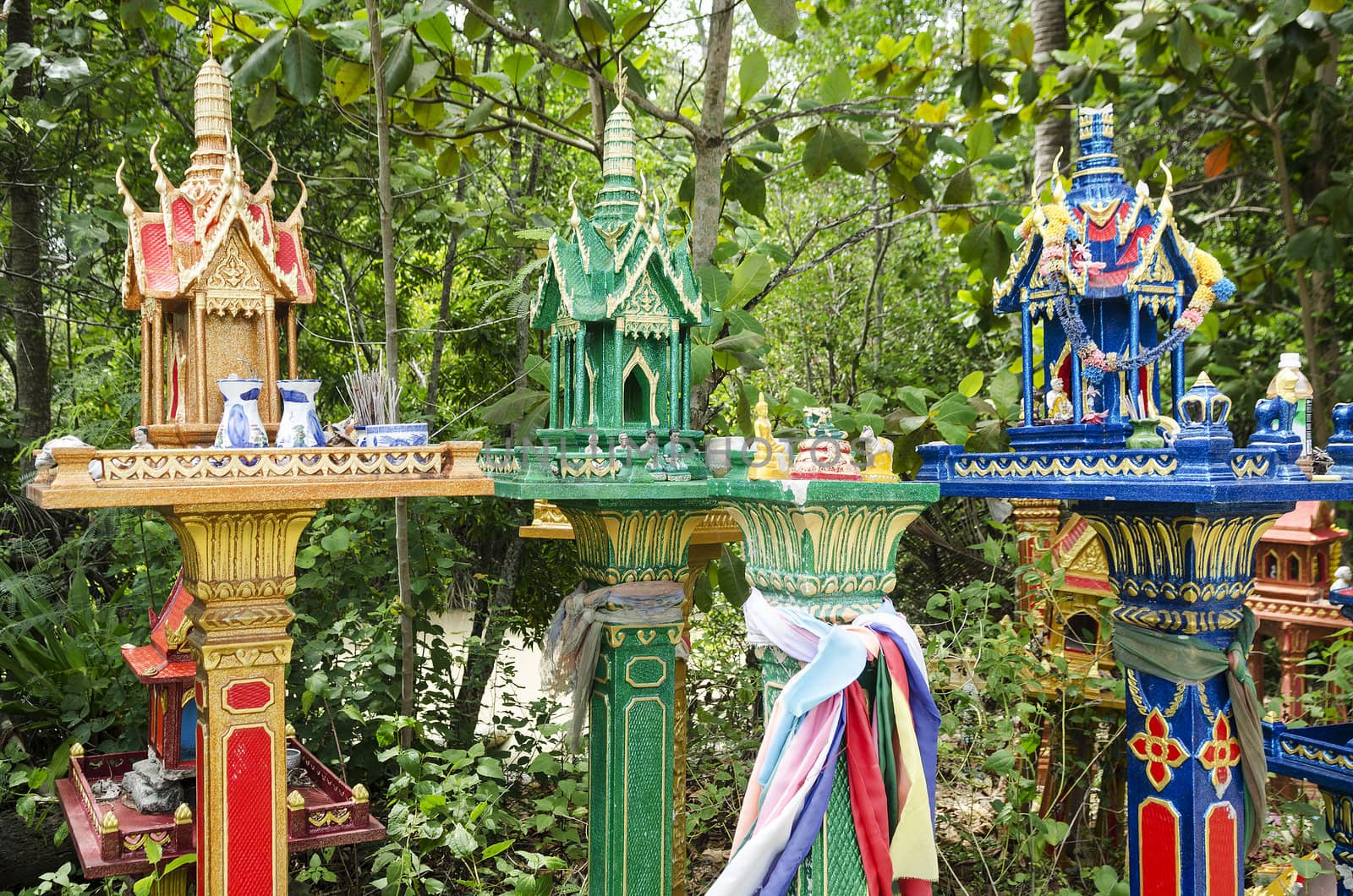 spirit houses in ko phangan thailand