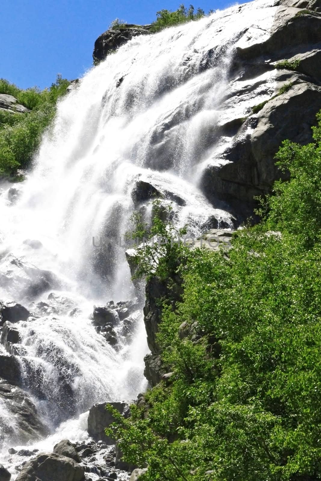 Alibek waterfall. Dombay mountains. The Northern Caucas