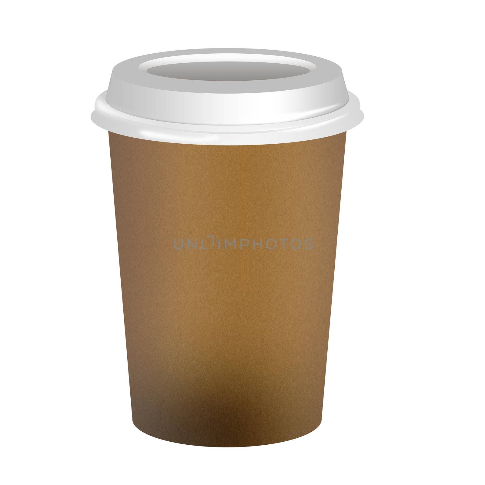 Takeaway coffee cup over white background