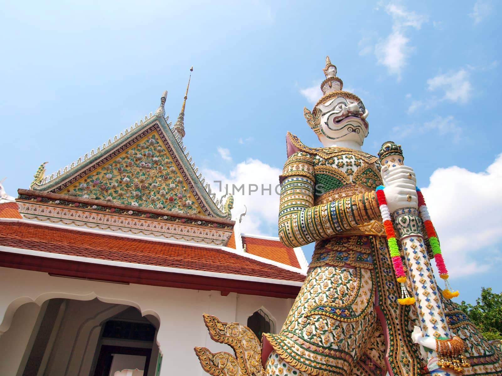 Demon Guardian at wat Arun in Bangkok Thailand