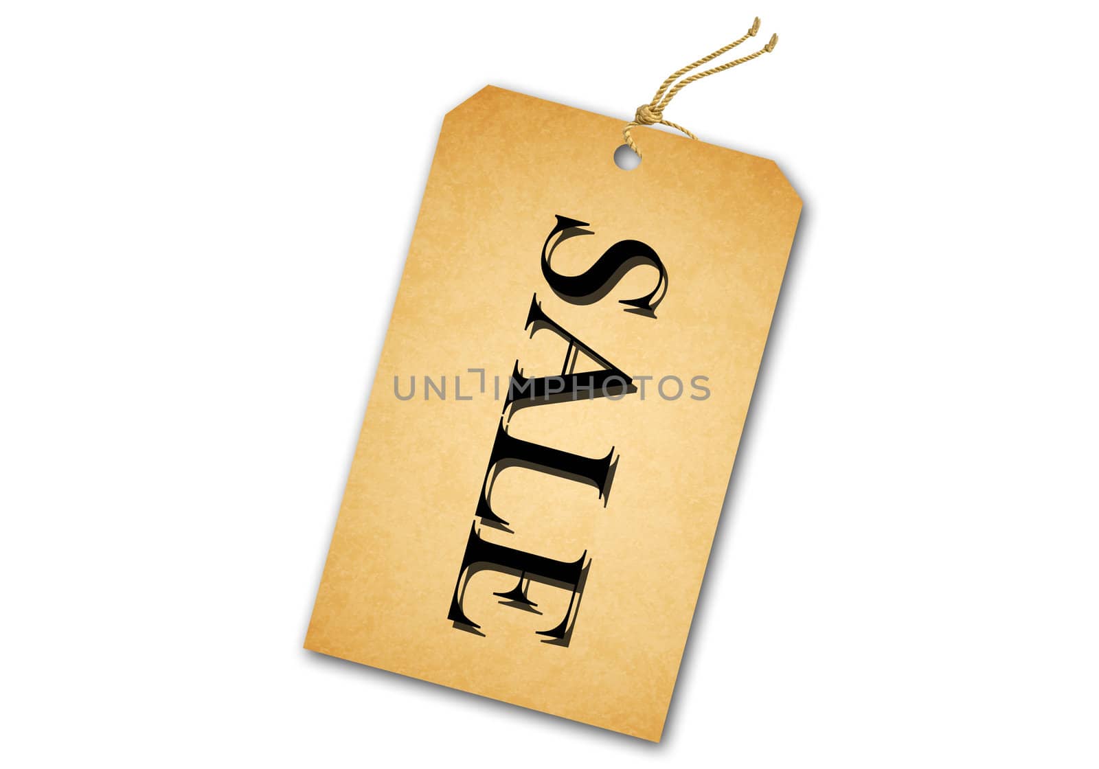 Blank tag tied with string. Price tag, gift tag, sale tag, address label