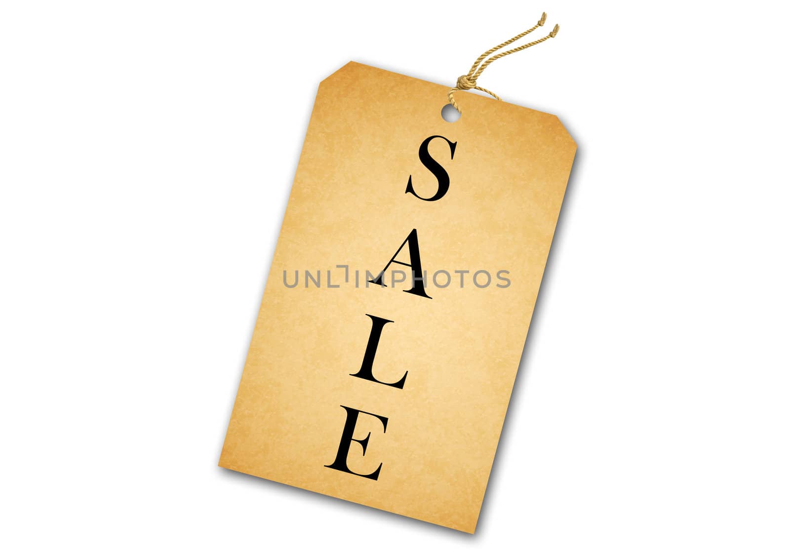 Blank tag tied with string. Price tag, gift tag, sale tag, address label