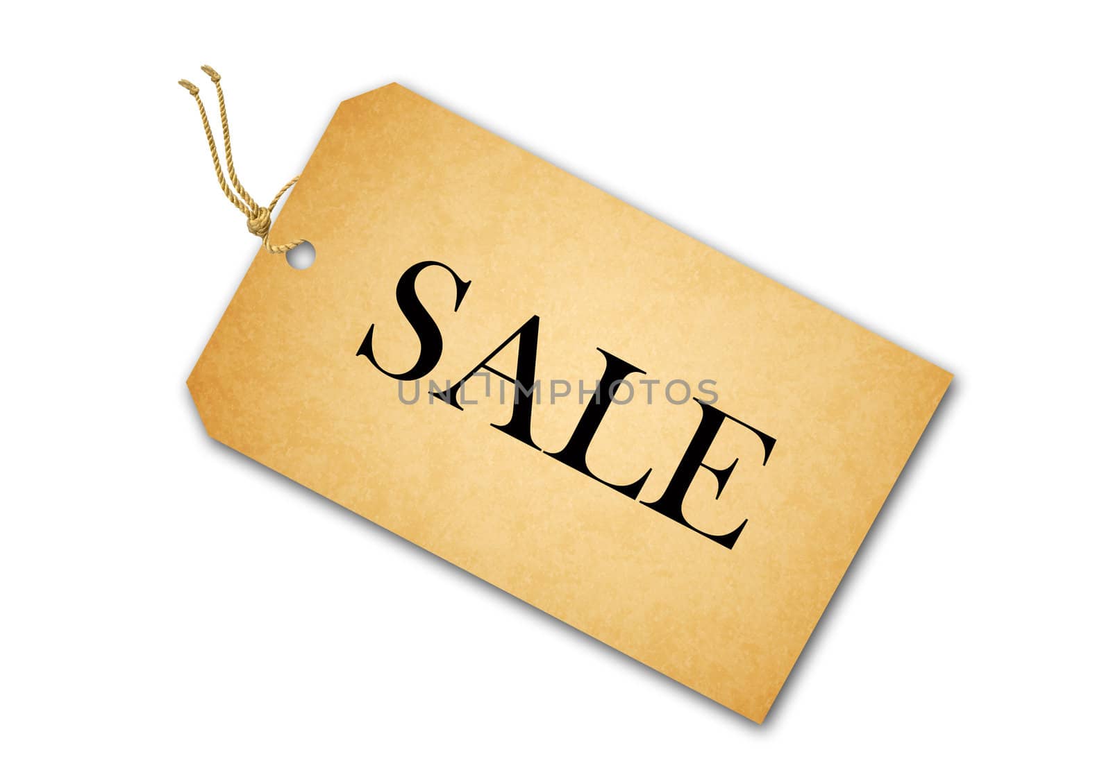 Blank tag tied with string. Price tag, gift tag, sale tag, address label