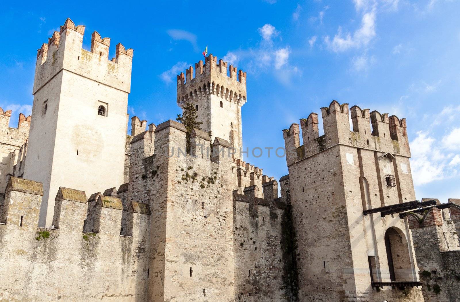 Scaliger Castle in Sirmione, on Lake Garda, is an example of medieval port fortification.