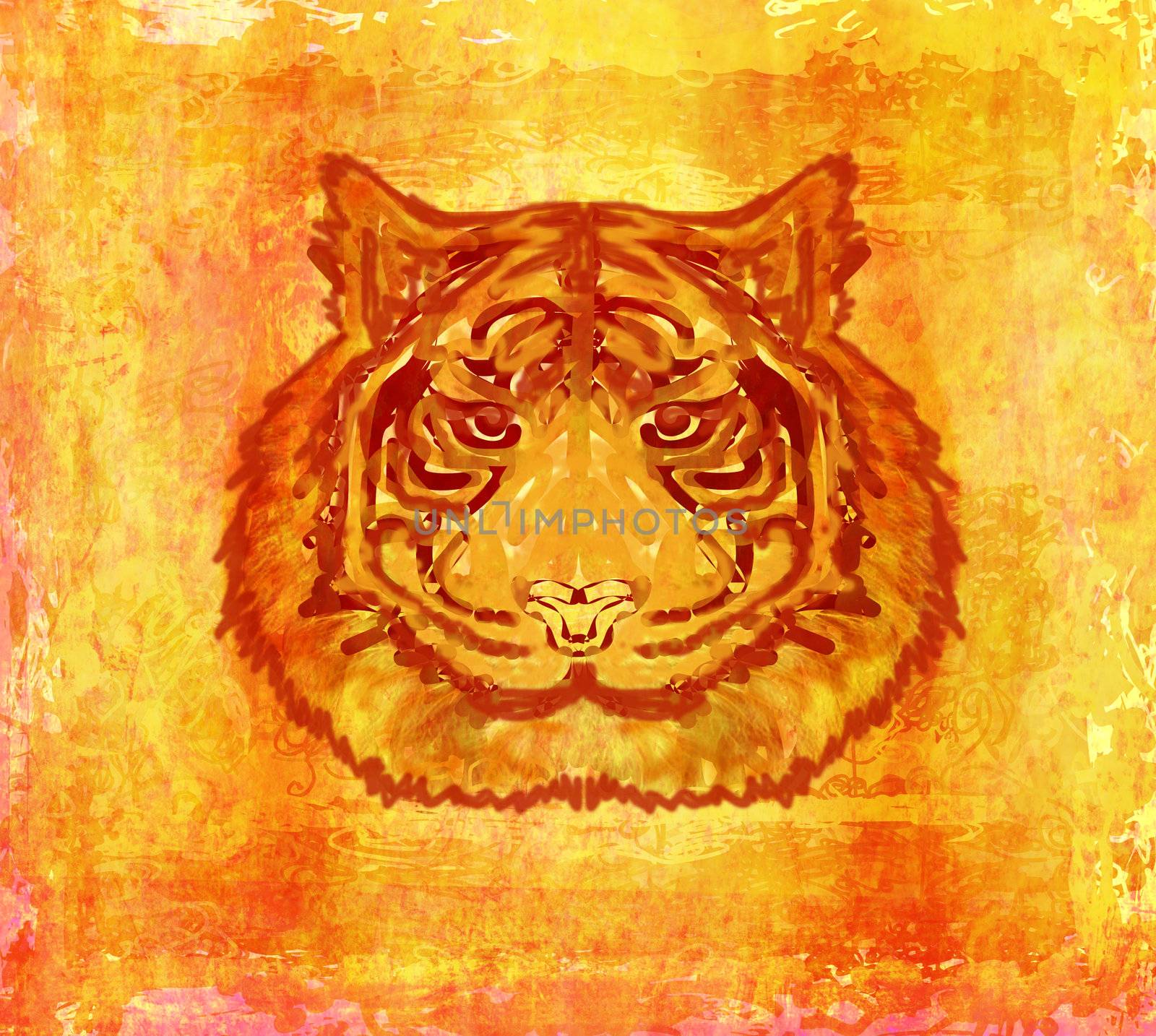vintage paper background with tiger burnt paper by JackyBrown