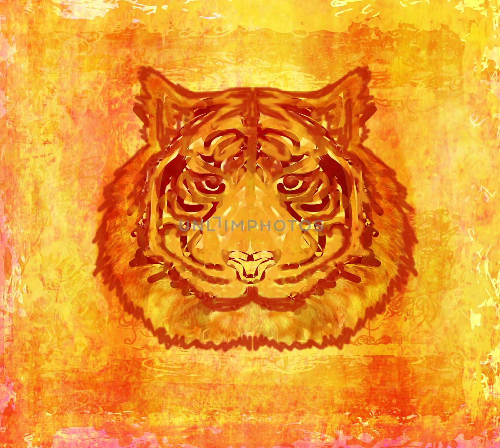 vintage paper background with tiger burnt paper