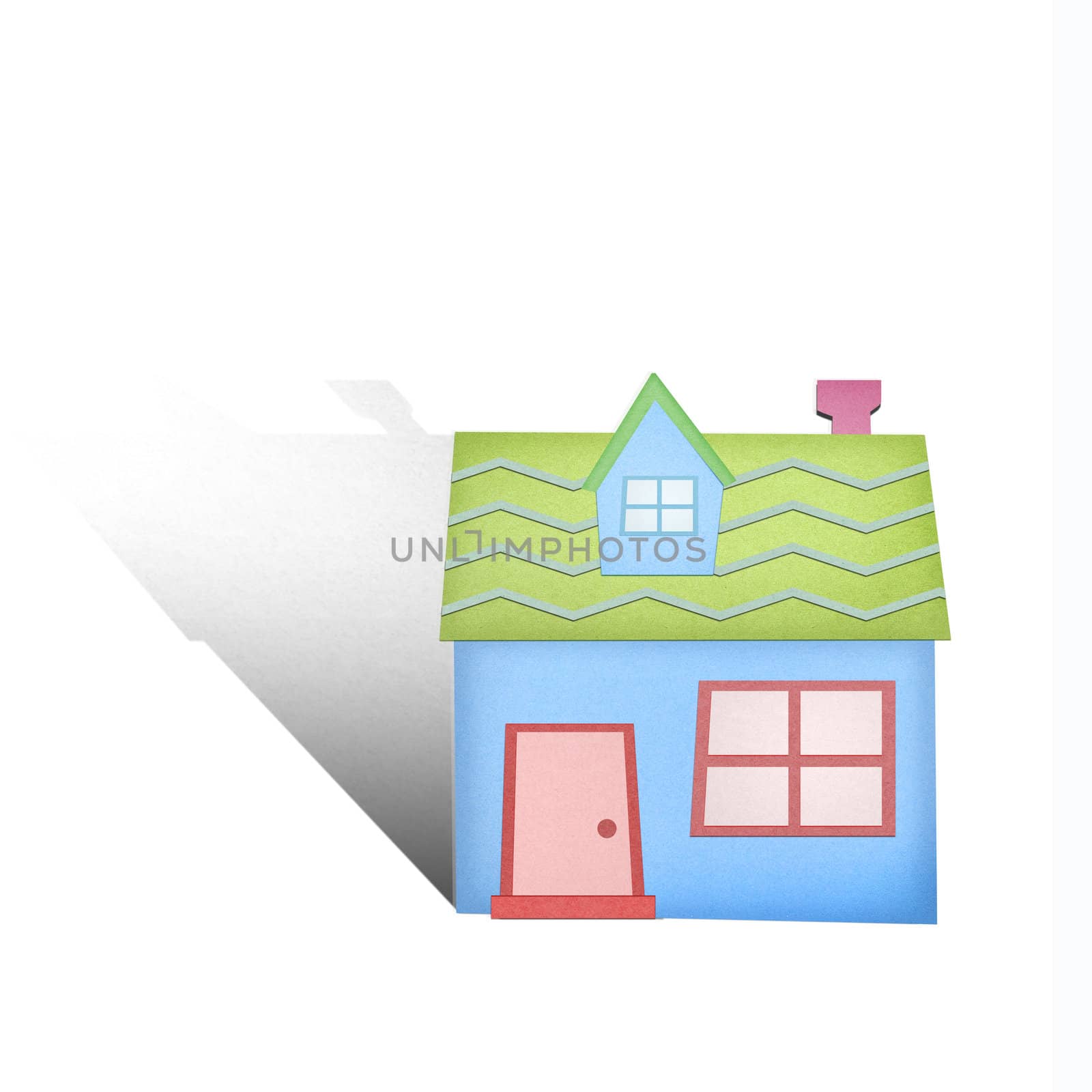 Cartoon house from recycle paper on white background by jakgree