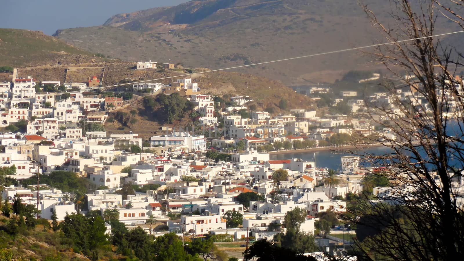             
Greece Dodecanese Islands Patmos Skala viewed from Monastery of Saint John the Theologian Unesco World heritage site 