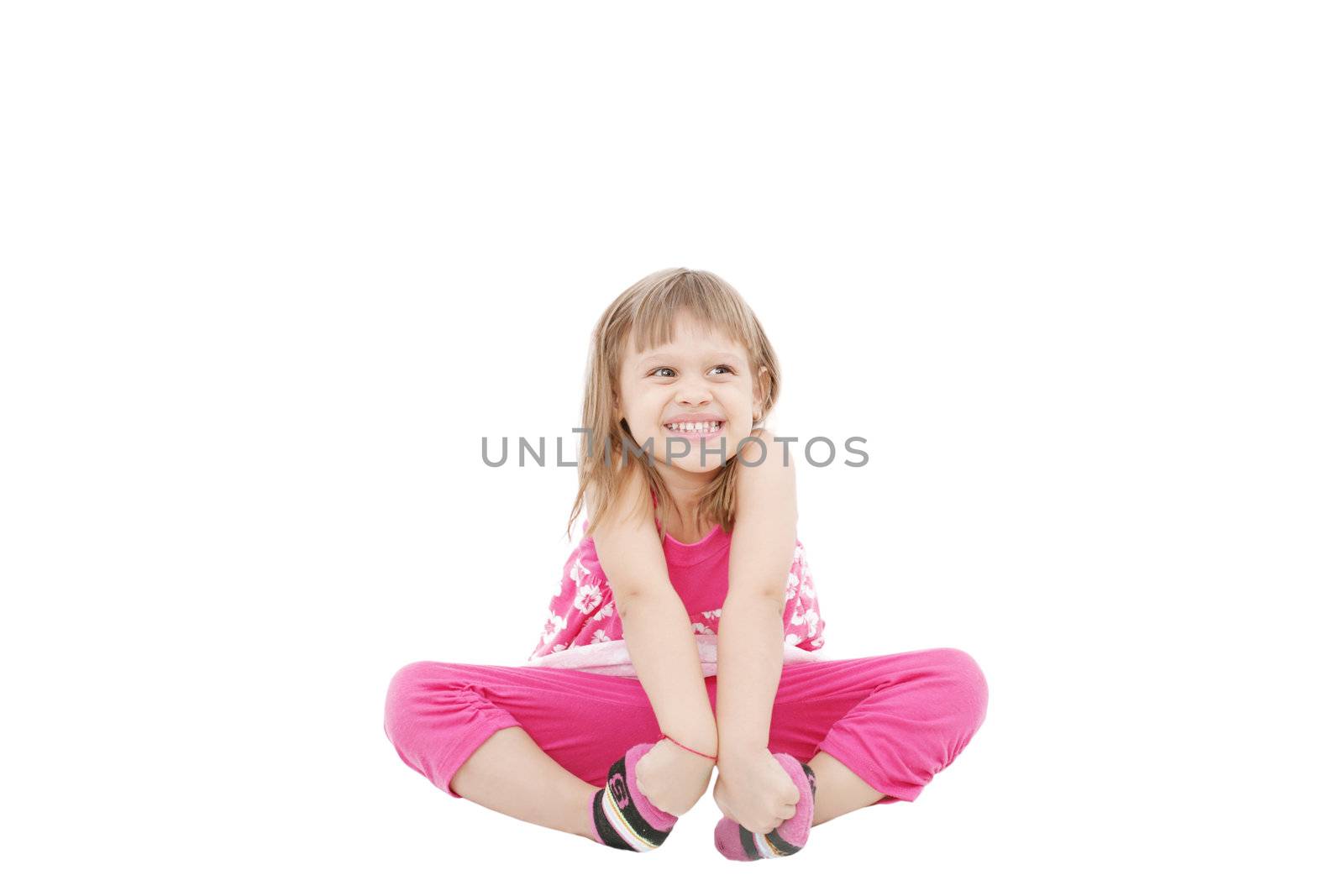 Nice portrait of beautiful girl on white background