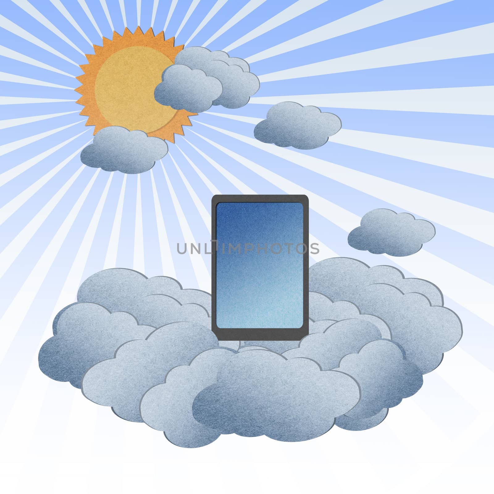 Recycle paper ,Cloud computing concept with Tablet in the clouds by jakgree
