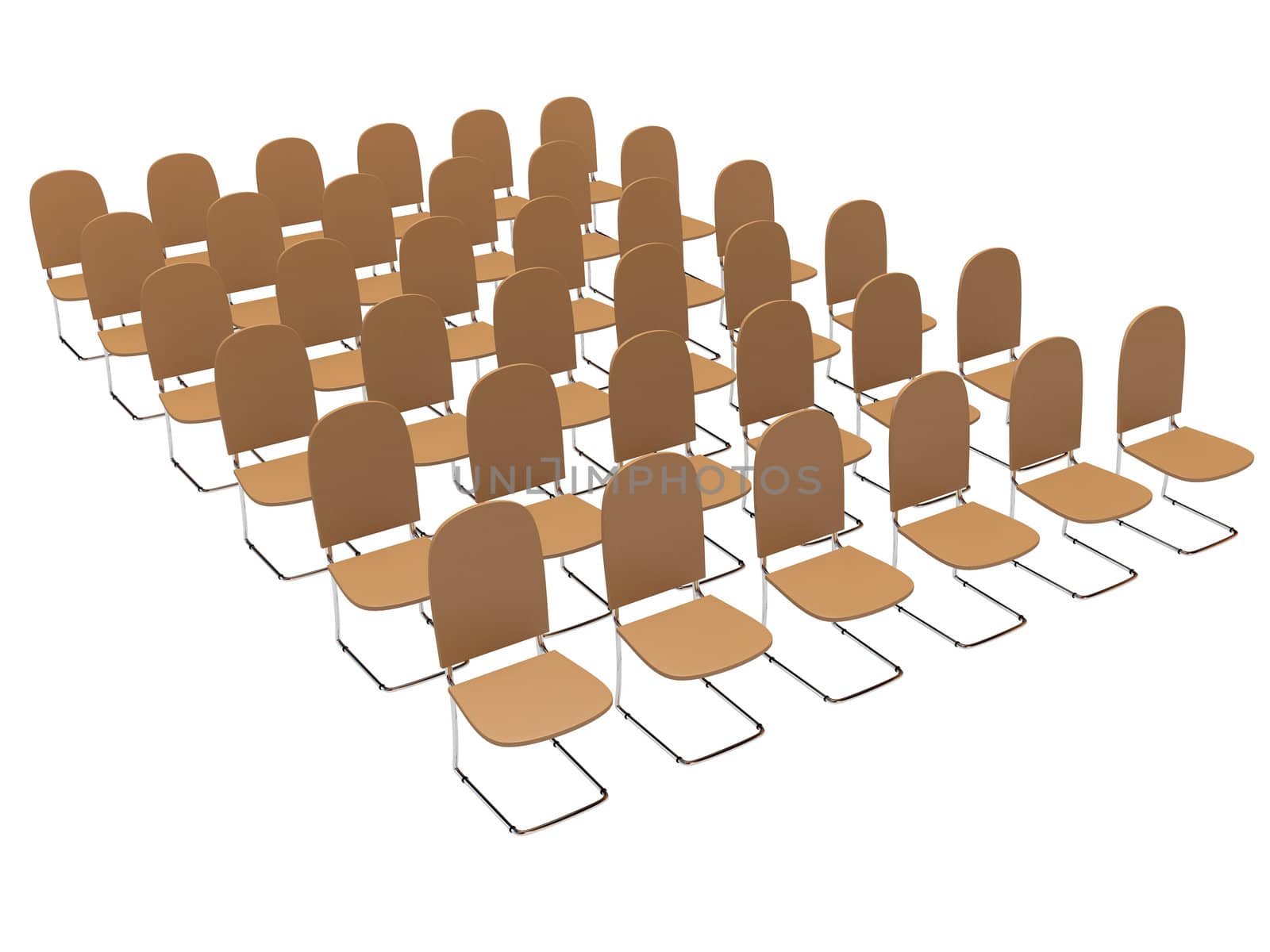 Many  same of chairs stand in rows