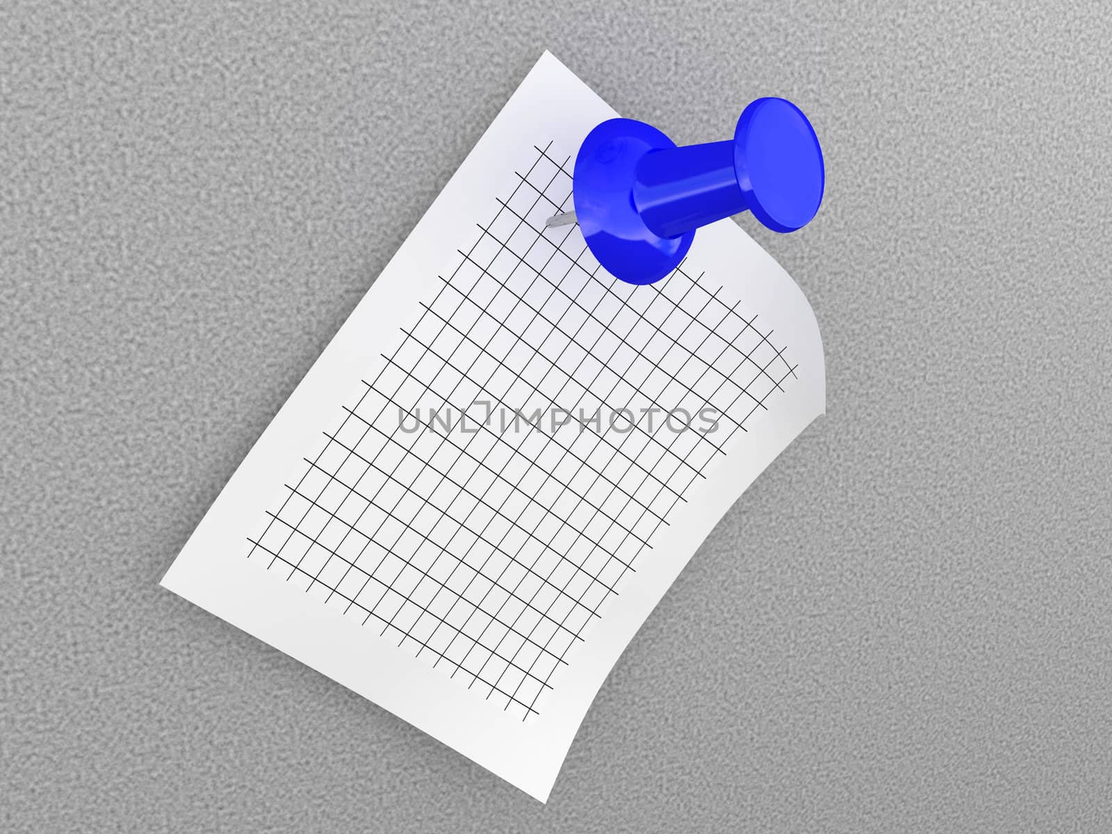 A big pushpin pinned the sheet of paper