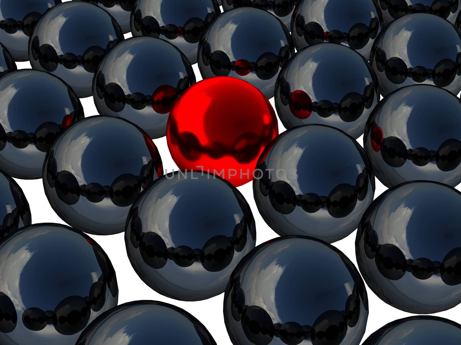 Among several black balls one red ball