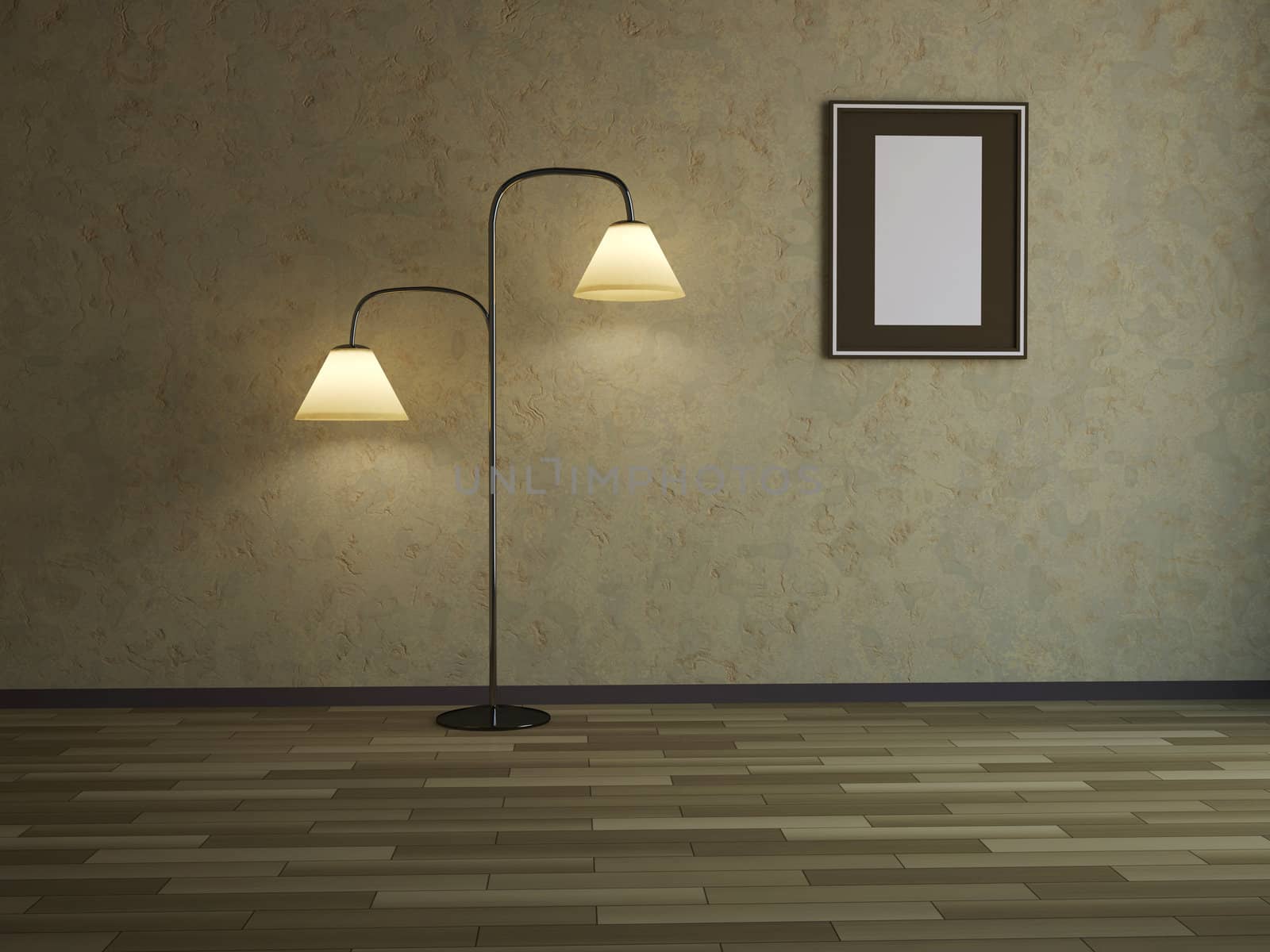 Interior with a floor lamp and a picture