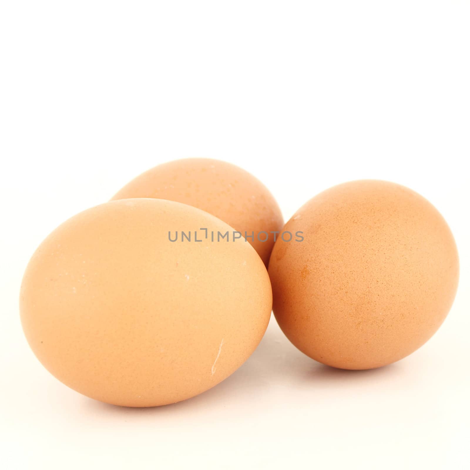 Three brown eggs isolated on white background by jakgree