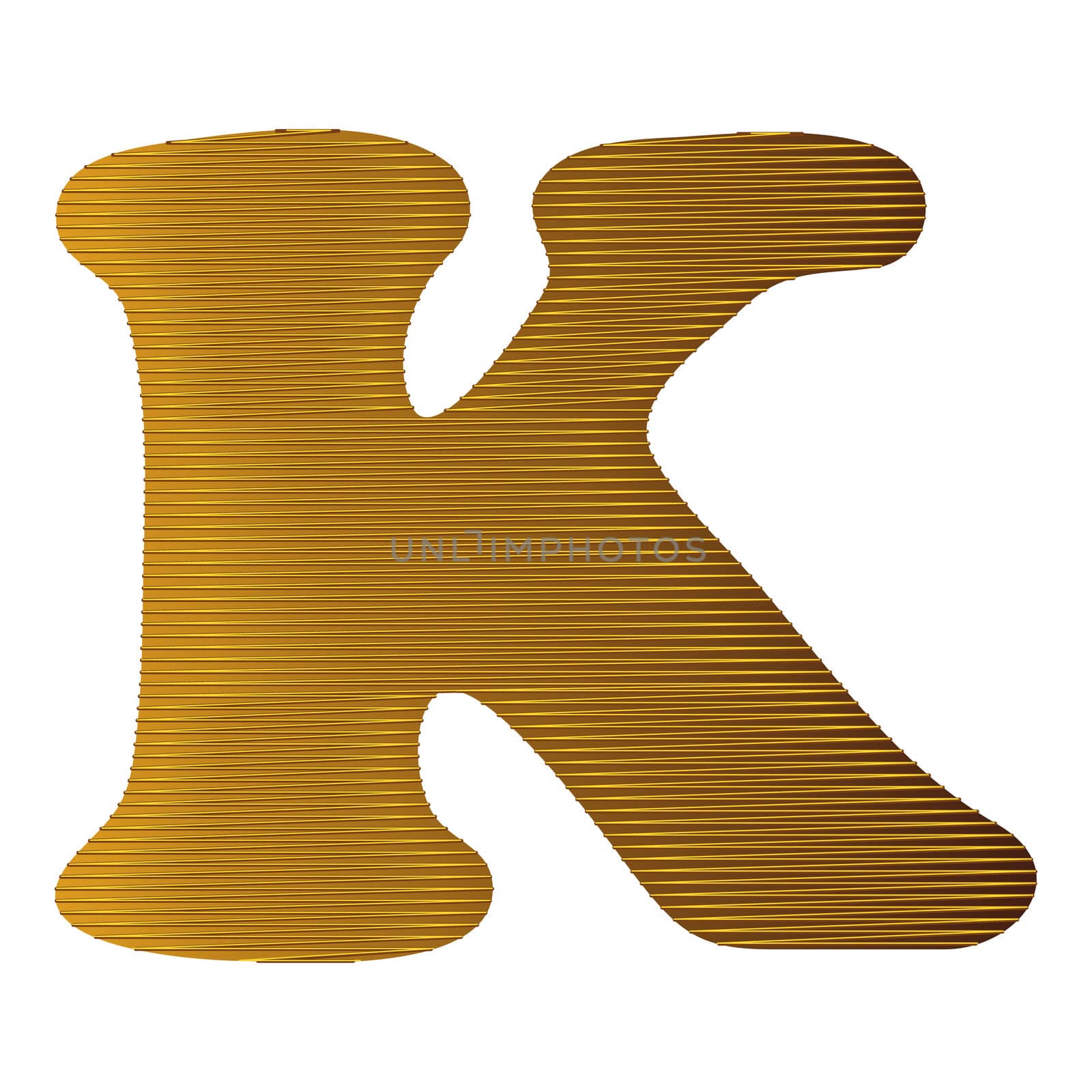 Letter in gold metal texture and isolated of background