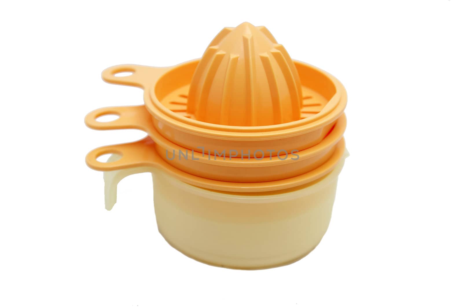 home plastic juicer on a white background