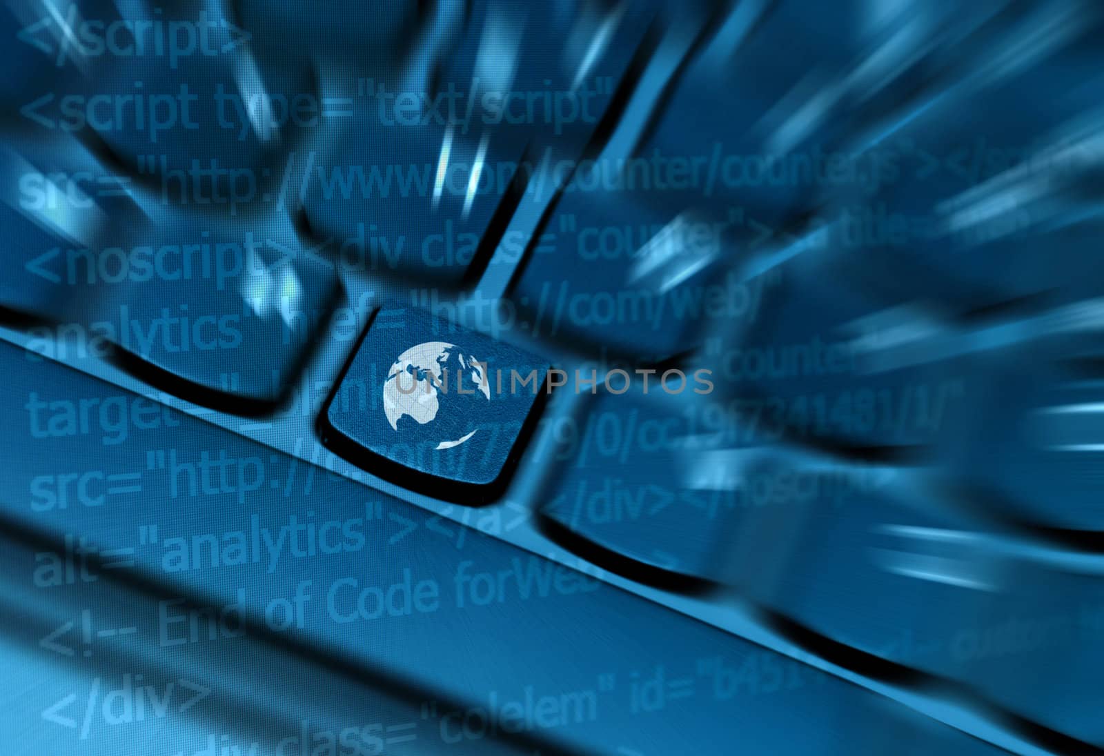 Internet Concept - Detail of Key With Globe Symbol on Keyboard