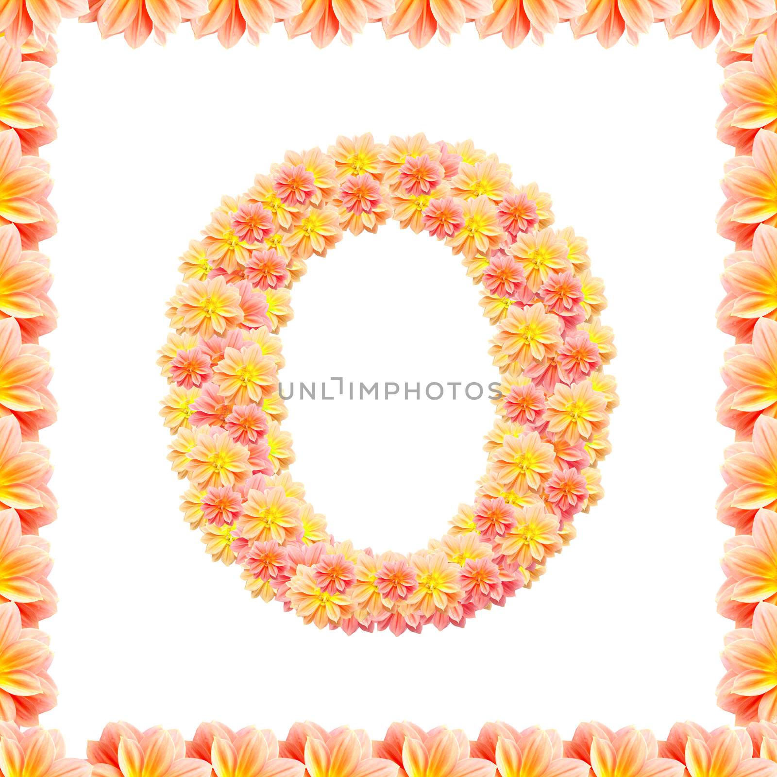 O,flower alphabet isolated on white with flame by jakgree