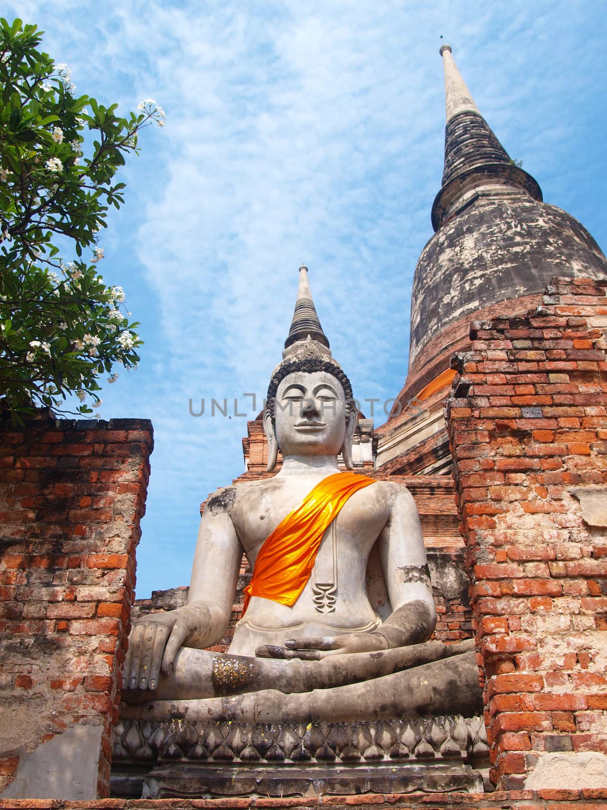 Buddha statue in Wat Yai Chai Mongkol- Ayuttaya of Thailand by jakgree