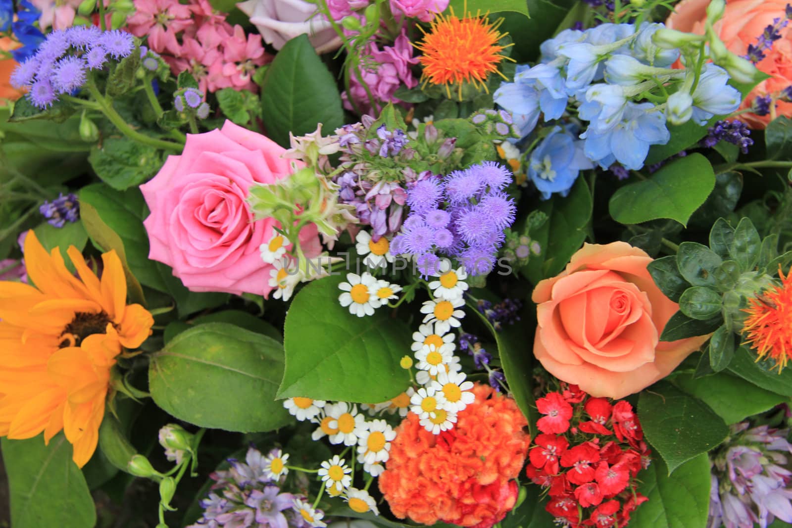 Mixed floral arrangement in many different colors