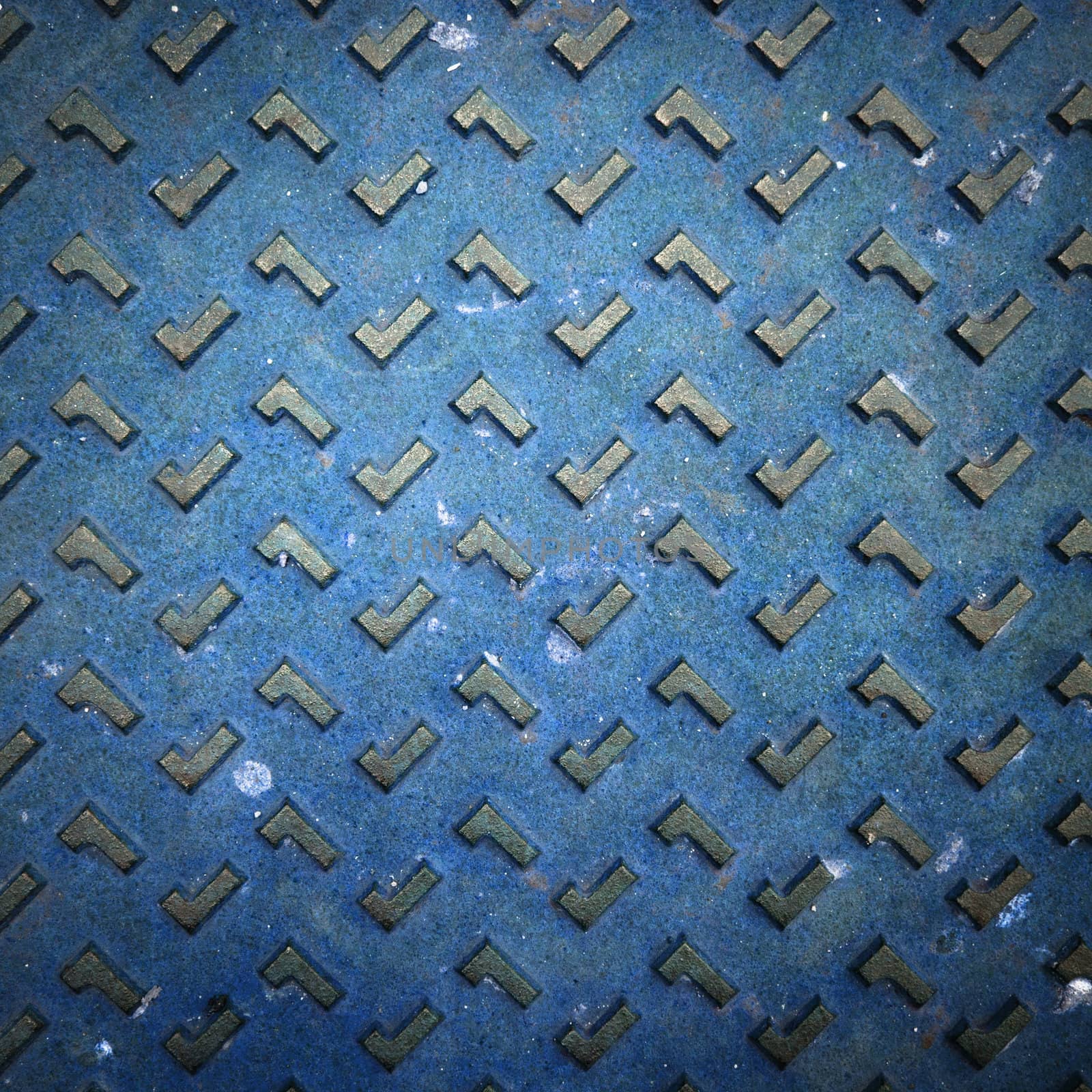 Texture of Blue Grunge Rusty Steel Floor Plate for Background