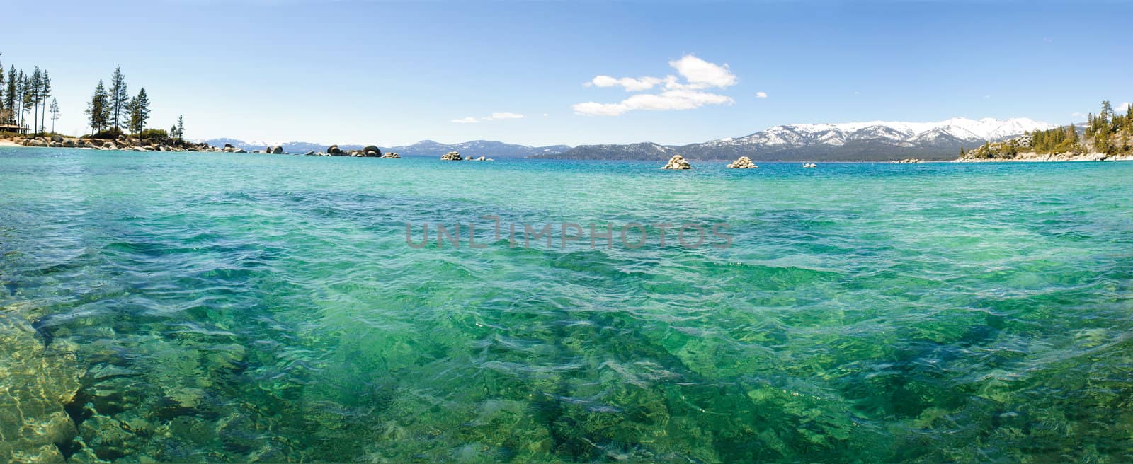 Panoramic view of Lake Tahoe in Californis