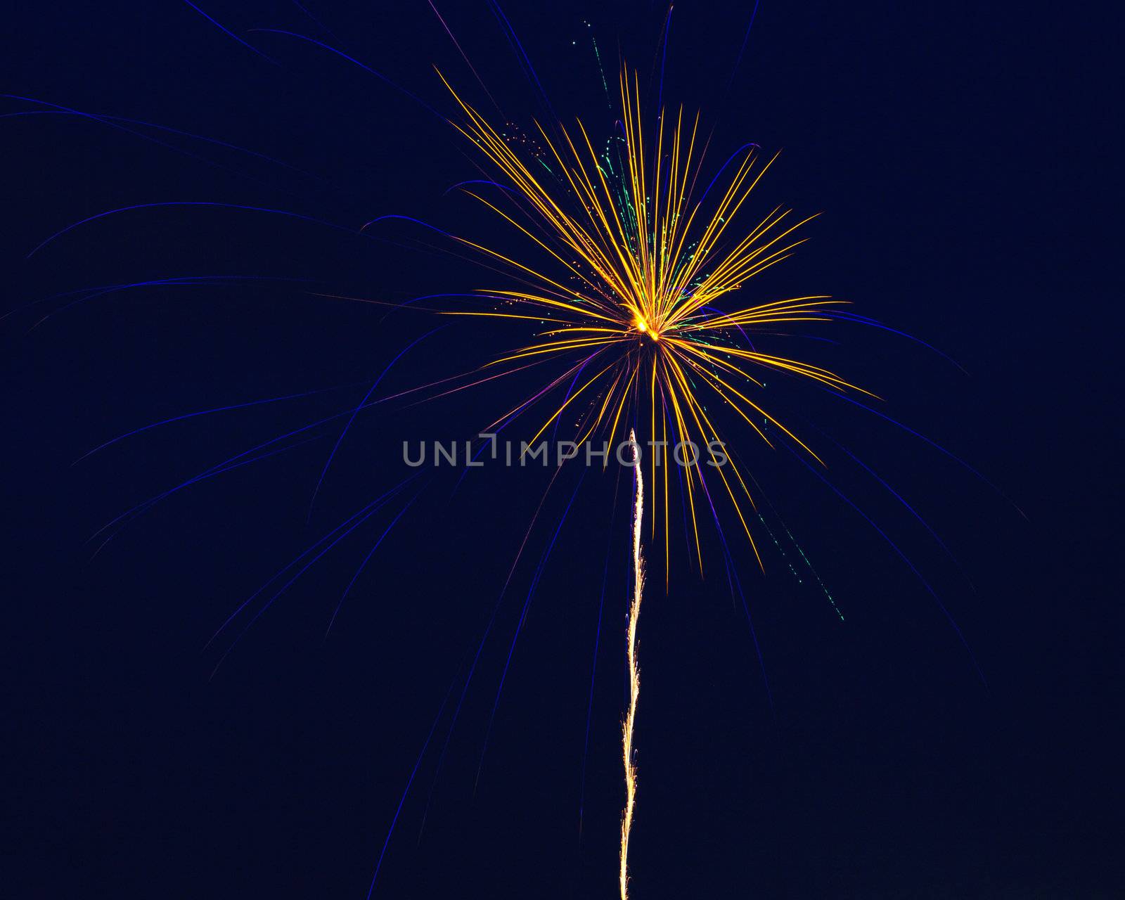 Brilliant colorful firework bursts at night