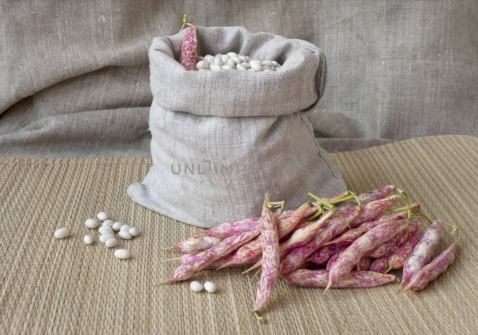 Beans in  the sack and red pods