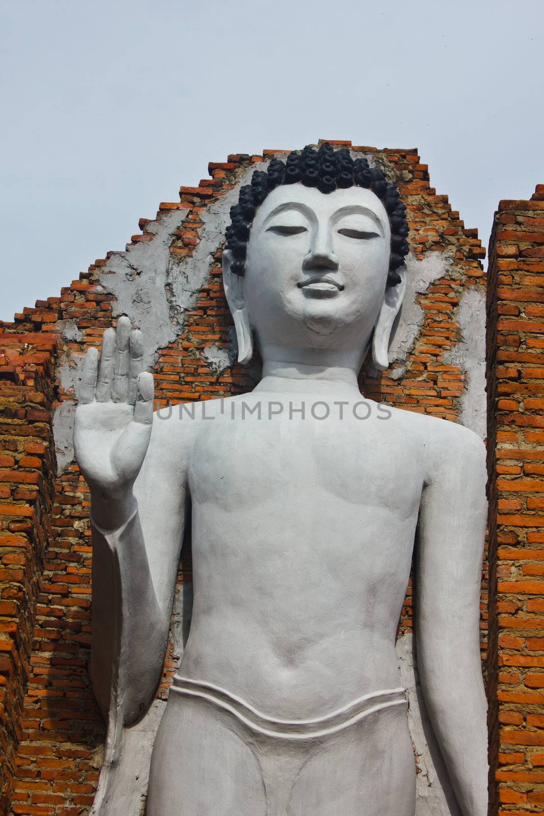 Buddha statues at the temple of Wat Yai Chai Mongkol by singkamc
