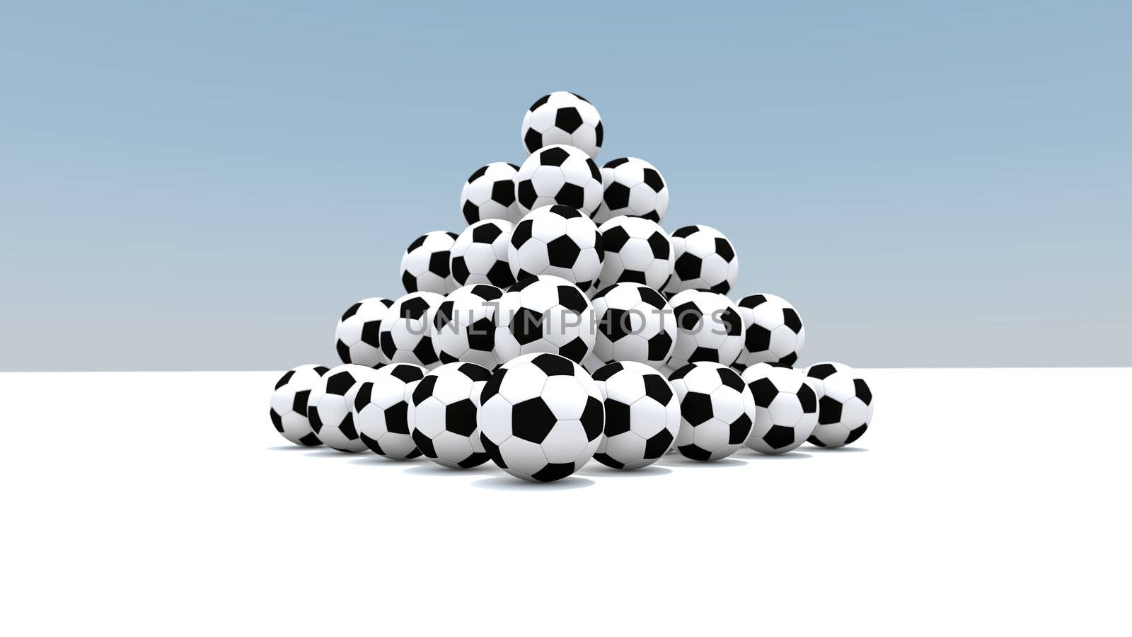 Balls as a pyramid, on a white field