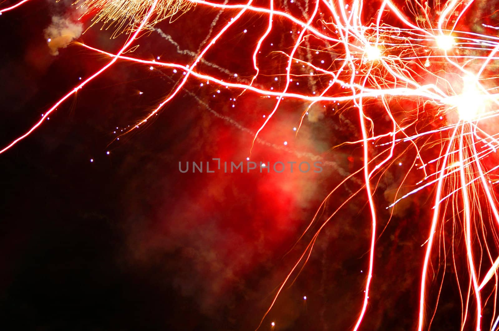 background of red firework explosions