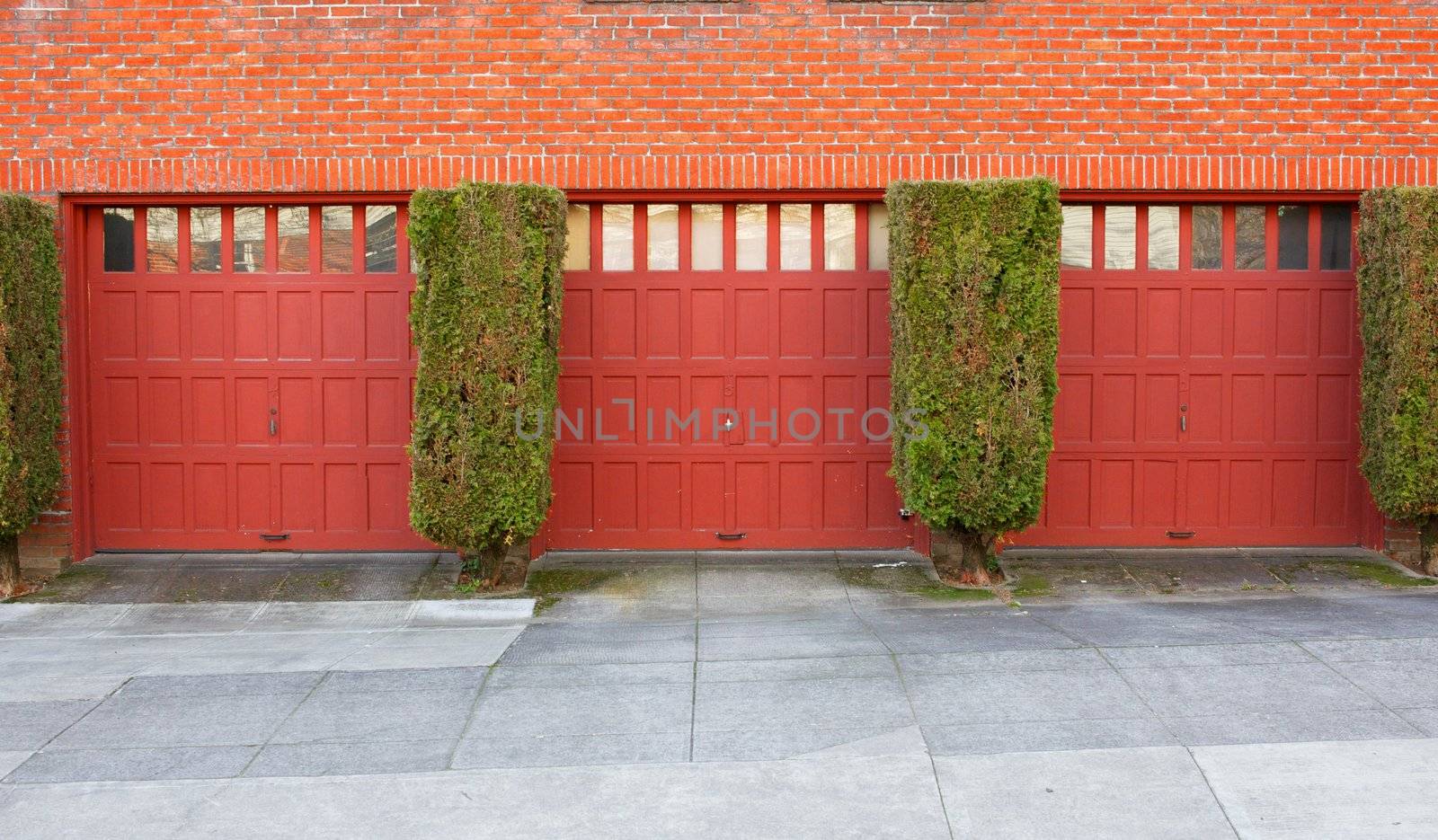 Three Red Garages by bobkeenan