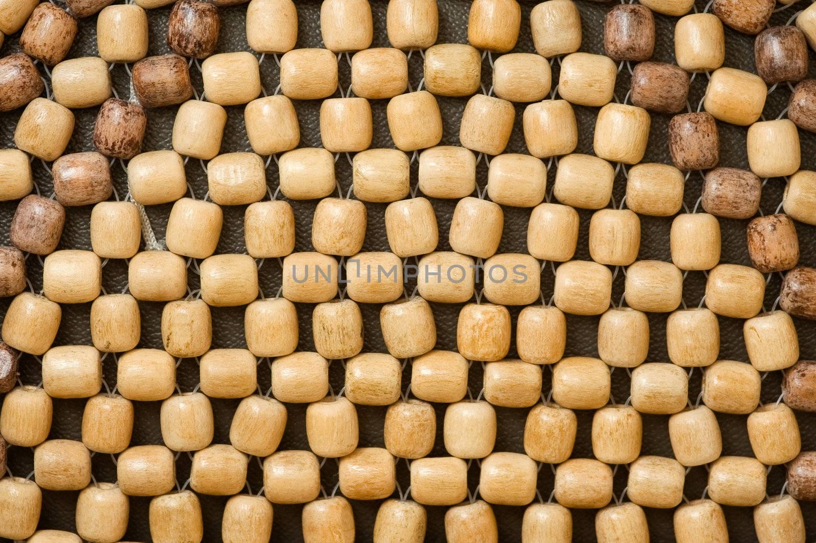 background of wooden beads usually used as a back support on vehicle seats