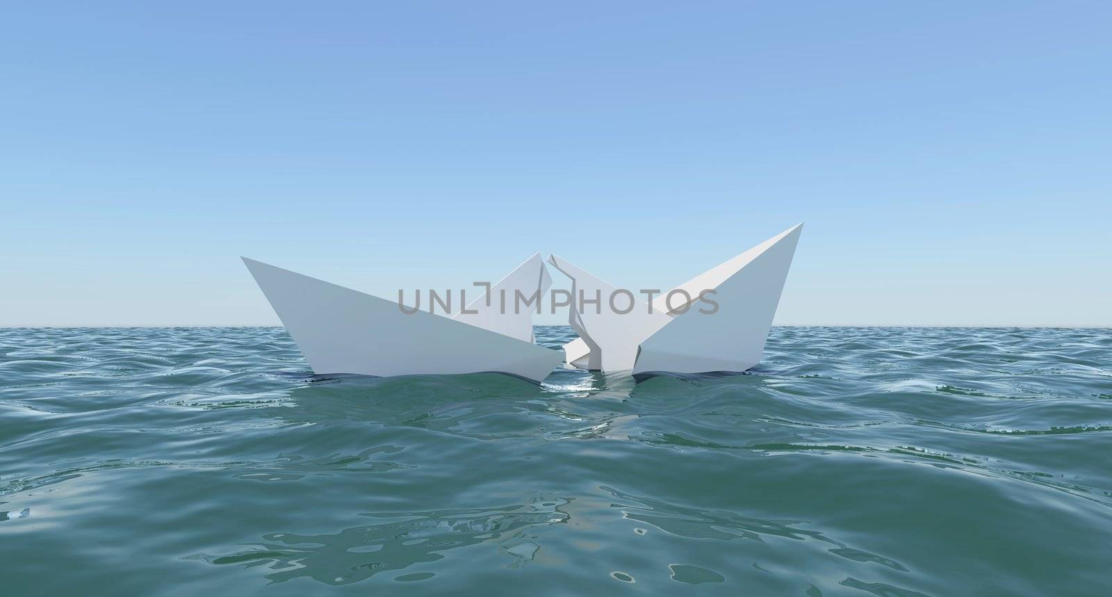 Paper Boat sinks in water by cherezoff