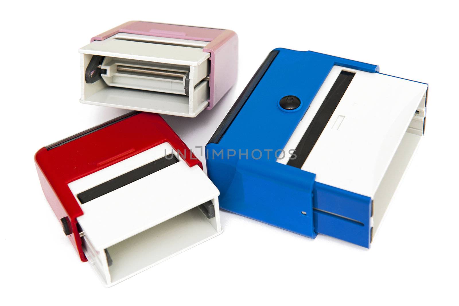 Self-ink rubber stamps isolated on the white background
